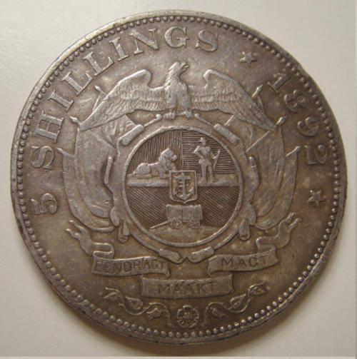1892 Paul Kruger ZAR Single Shaft CROWN (Five Shilling)