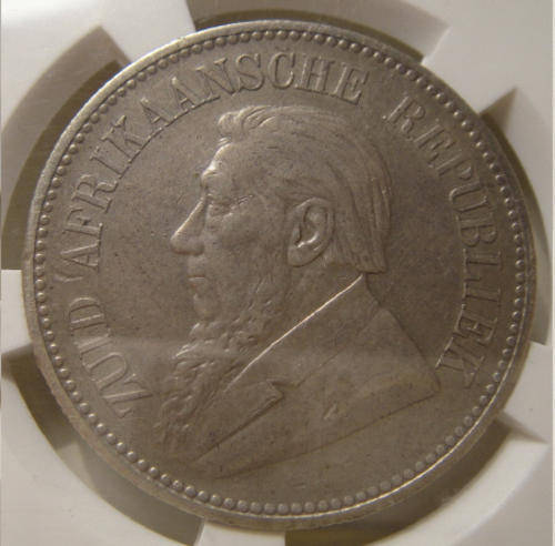 1895 Half Crown (2/6-) : Paul Kruger ZAR : Sangs graded XF45
