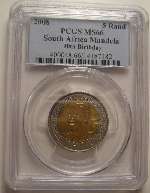 2008 Nelson Mandela 90th Birthday R5 : PCGS Graded MS66