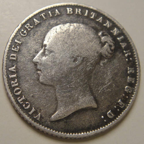Great Britain : STERLING SILVER Sixpence (6d) of Queen Victoria dated 1859