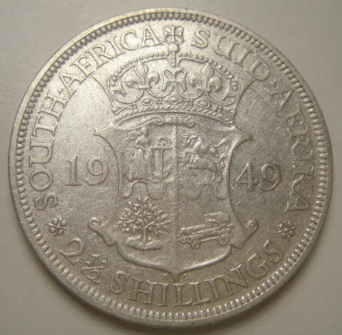 1949 Half Crown (2/6-) : Union of South Africa (SCARCE)