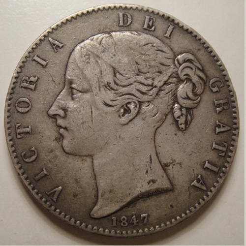Great Britain : Sterling Silver CROWN (5/-) of Queen Victoria of 1847