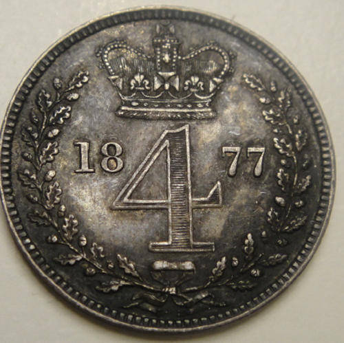 Great Britain : Sterling Silver Groat (4 Pence) of 1877