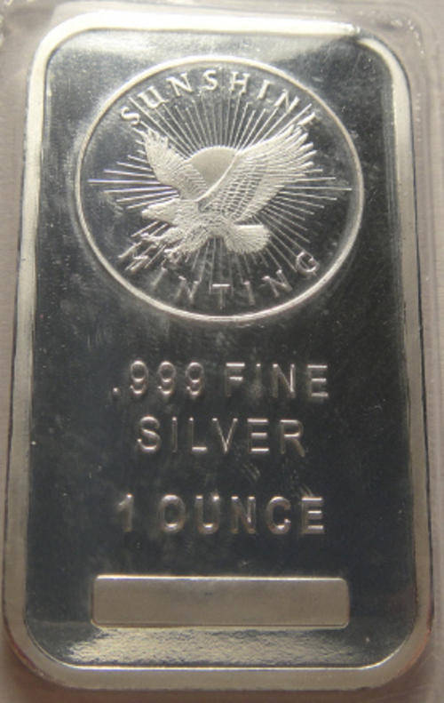 99.9% PURE SILVER BAR  : One Ounce (31.1 grams)