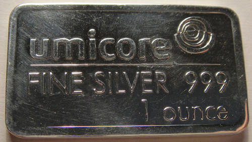 99.9% PURE SILVER BAR  : 1 Ounce  (31.1 grams)