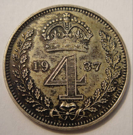 Great Britain Silver Groat (4 Pence) of King George VI of 1937