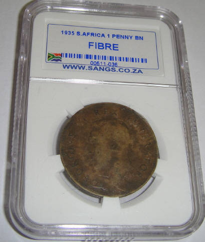 FIBRE 1938 Half Crown (2/6-) : Union of South Africa : Sangs slabbed