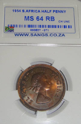 1954 Half Penny : Sangs graded MS64 RB