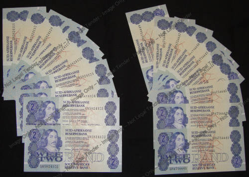 Two Consecutive Serial Number runs for the G. de Kock R2 of 1984