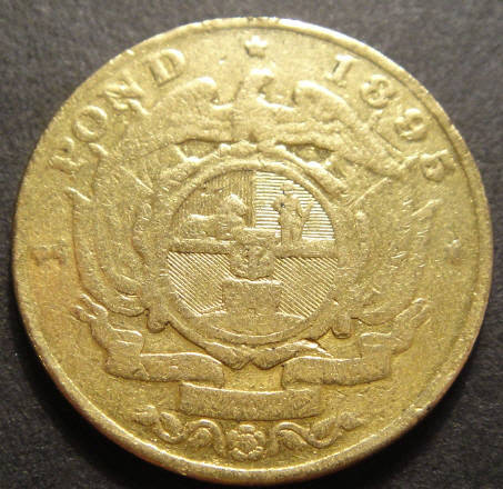 1895 GOLD One Pond : Z.A.R.  Paul Kruger