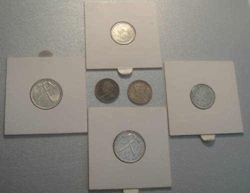 Six Sterling Silver Southern Rhodesian Coins