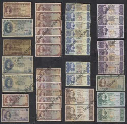 Large Jan van Riebeeck Bank Note Collection from the 1950s to 1990