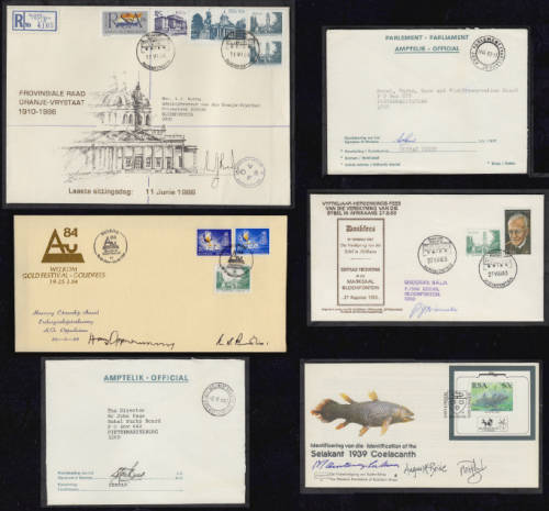 Personally signed First Day Covers and other items of the Republic of South Africa