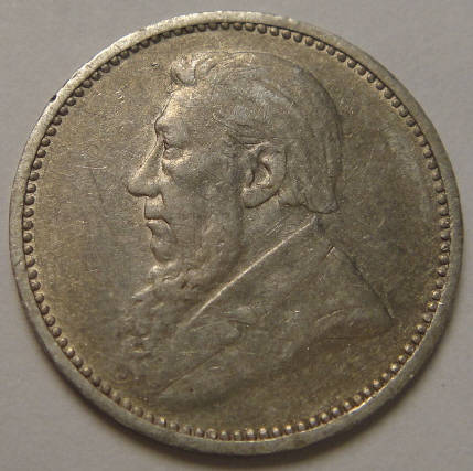 1894 Paul Kruger ZAR Silver Tickey (3d)