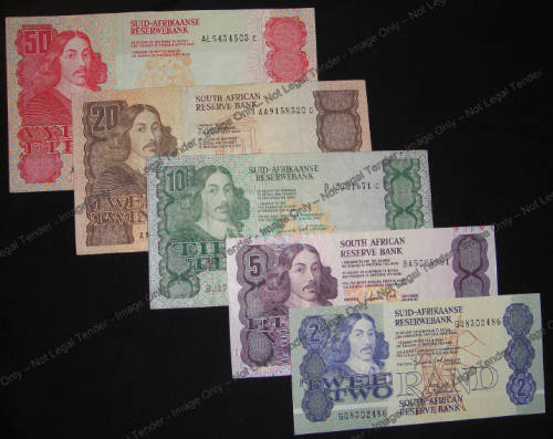 G de Kock Banknote set (Jan van Riebeeck) from the 1980s