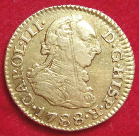 Spain : 1788 GOLD  Half Escudo of King Charles III