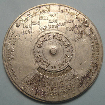 Vacuum Oil of South Africa Calendar Token (1907-1927)