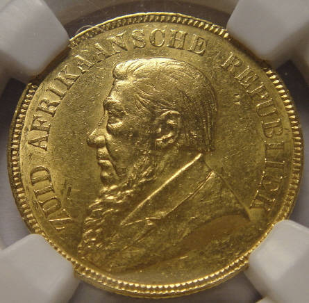 1900 Paul Kruger ZAR GOLD POND: NGC graded MS62 (MINT STATE)