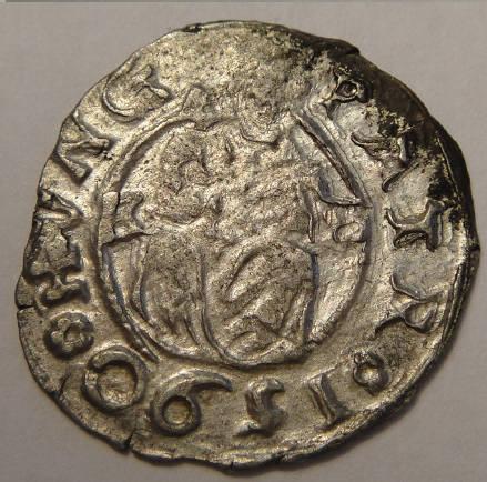 Hungary : Medieval Silver Denar of Emperor Rudolph I (Madonna and Child) dated  1590