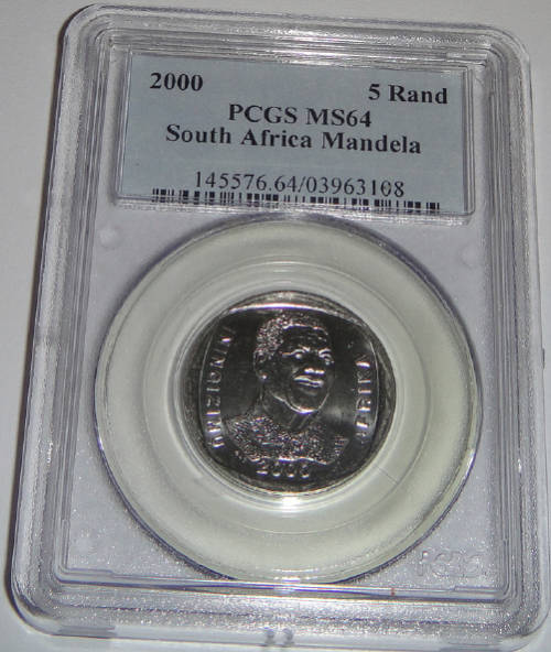 Republic of South Africa : Nelson Mandela R5 of 2000 : PCGS graded MS64