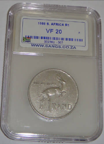 Republic of South Africa : Nickel R1 of 1988 : Sangs graded VF20