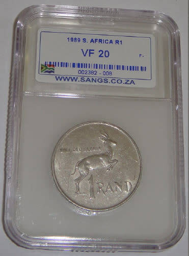 Republic of South Africa : Nickel R1 of 1989 : Sangs graded VF20