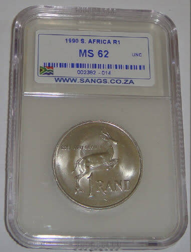 Republic of South Africa : Nickel R1 of 1990 : Sangs graded MS62