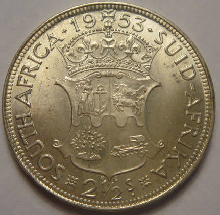 Union of South Africa : Half Crown (2/6-) of 1953 (Lustrous & Superb)