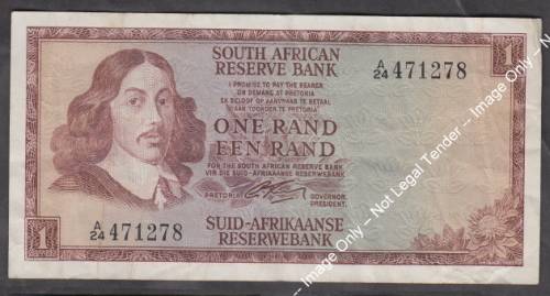 Republic of South Africa : One Rand // Een Rand of 1966 (Third R1)
