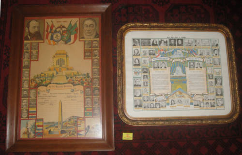 Two glass framed Afrikaner Nationalistic pieces : Great Trek // Bloedriver & ZAR OVS Marriage