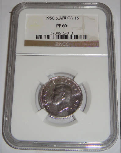 Union of South Africa : Shilling (1/-) of 1950 : NGC graded PF65