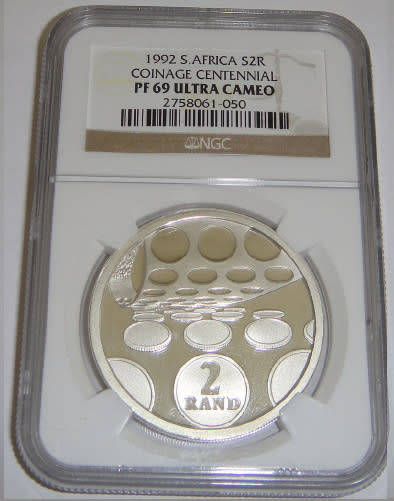 Rep. of South Africa: Silver R2 Crown of 1992 (Coinage Centennial) PF 69 Ultra Cameo