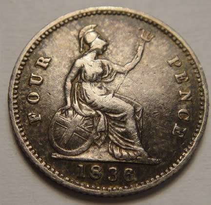 Great Britain: King William III, Sterling Silver Groat (4-Pence) of 1836