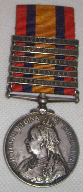 QSA with 5 clasps to 316 Tpr N W Smellie, Ceylon Mounted Infantry