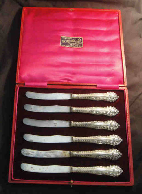 Sterling Silver Edwardian Table Knife Set : Charles William Fletcher  : Sheffield 1903