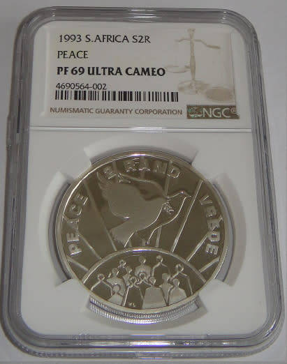 Proof Silver R2 Crown of 1993 (Peace) : NGC graded PF69 Ultra Cameo