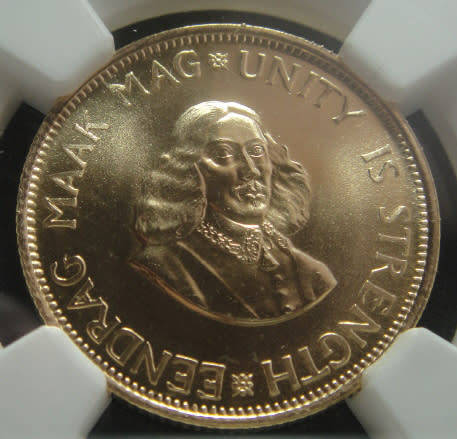 Republic of South Africa: GOLD R2 of 1965 : NGC graded PF 68