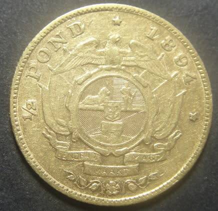 Paul Kruger ZAR : Gold Half Pond of 1894