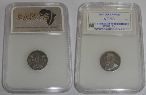 Paul Kruger (ZAR) : Six Pence (6d) of 1892 : Sangs graded VF 25