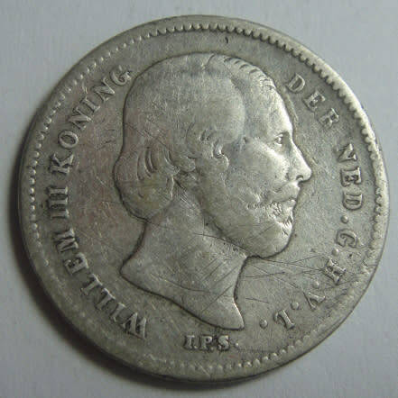 Netherlands : Silver 25c of King Wilhelm of 1887