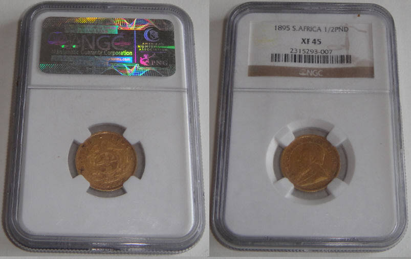 Paul Kruger ZAR : GOLD HALF POND of 1895: NGC graded XF45