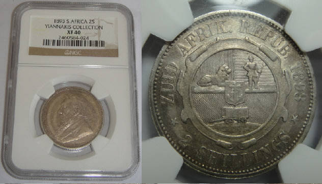 Paul Kruger ZAR: Two-Shillings (2/-) of 1893: NGC graded XF 40