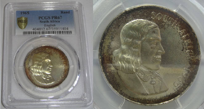 Republic of South Africa: Silver R1 of 1965 (English) : PCGS graded PR 67