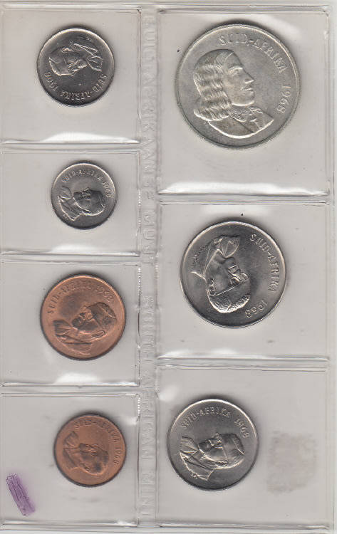 Republic of South Africa: Uncirculated Coin Set of 1968 (Afrikaans) Four Available