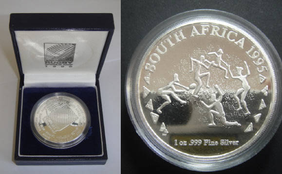 Republic of South Africa: Proof Silver 1 OZ Medallion (Rugby World Cup 1995)