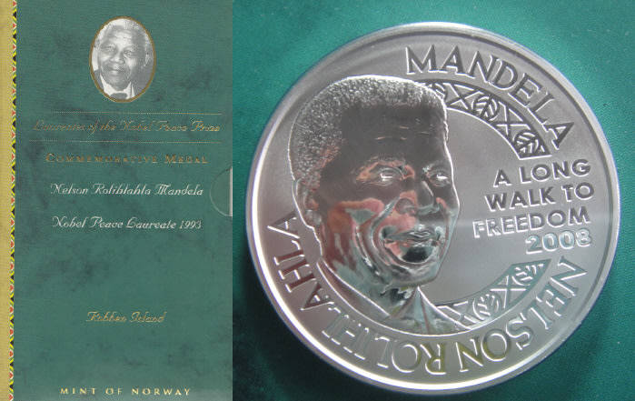 Mint of Norway: One Ounce (1 Oz) Silver Proof Medallion of Nelson Mandela (Robben Island)