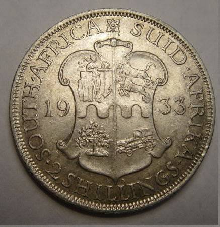 Union  of South Africa : Two Shillings (2/-) of 1933 (High Grade)