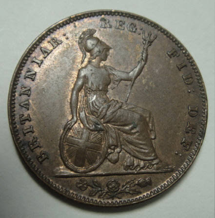 Lustrous : Great Britain: Queen Victoria : Farthing of 1845