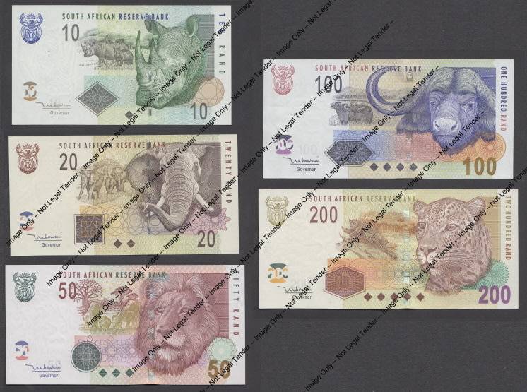 Republic of South Africa: COMPLETE Big Five TYPE Set  (TT Mboweni, Second Issue)
