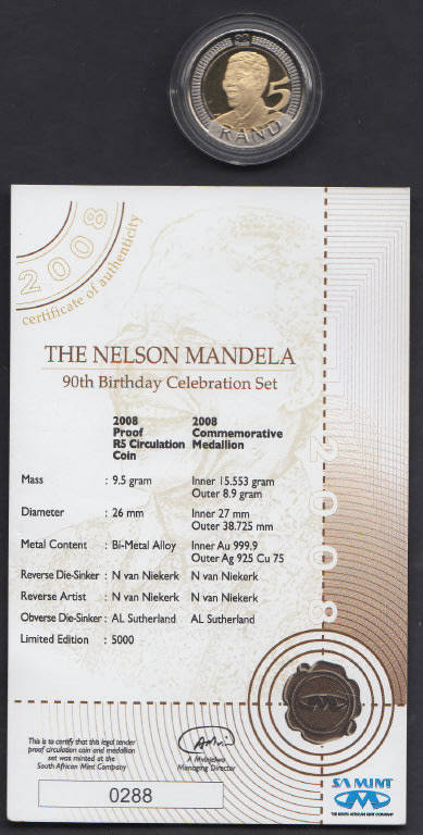Republic of South Africa : R5 of 2008 (Mandela): Proof with COA